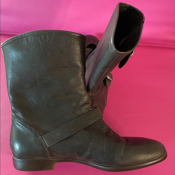UGG Australia Frances Buckle Moto-Style Boots Women Size 7.5 Dark Brown Leather - Picture 11 of 14